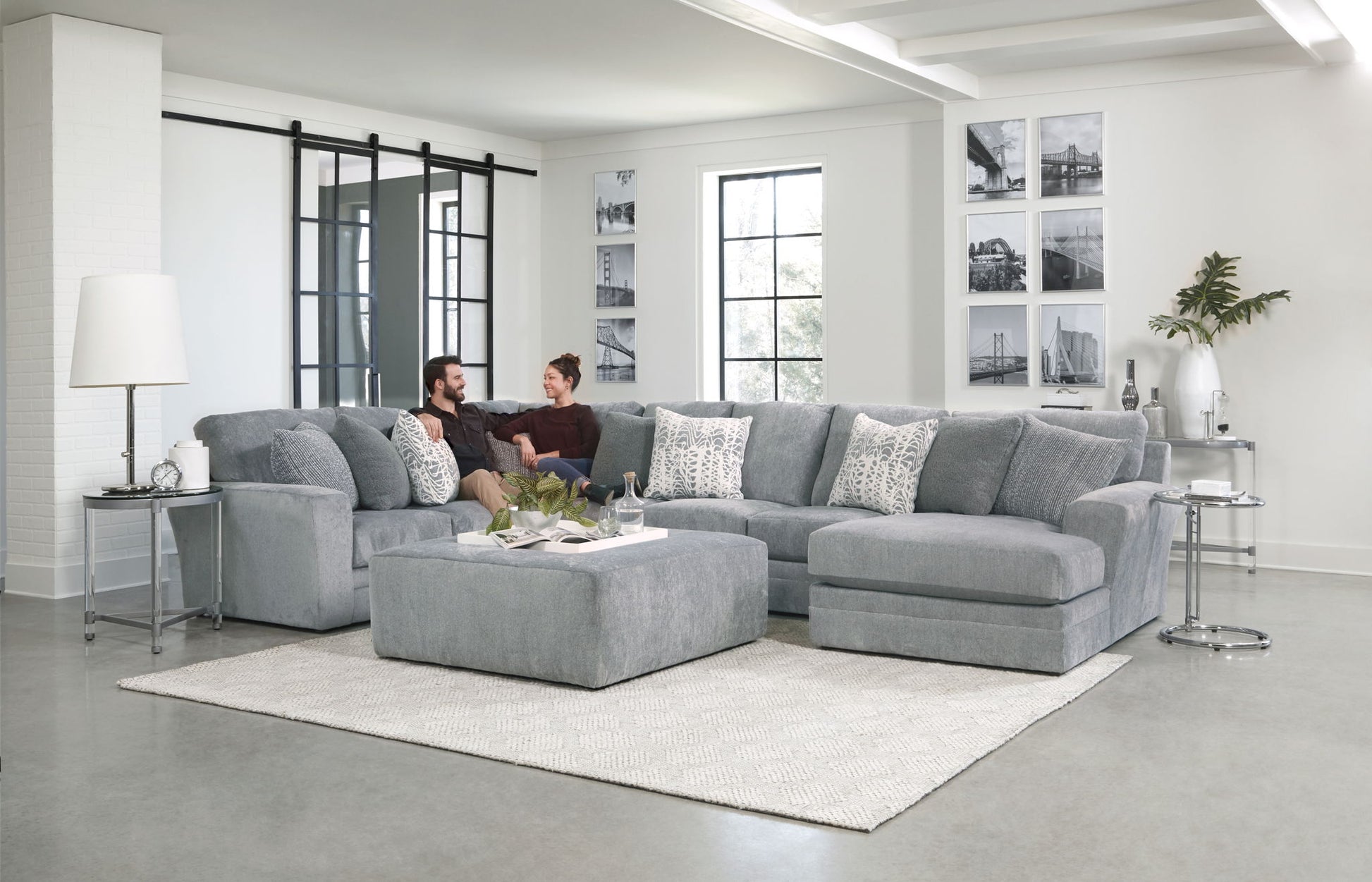Glacier - Sectional With Cocktail Ottoman - Hornell Furniture Outlet
