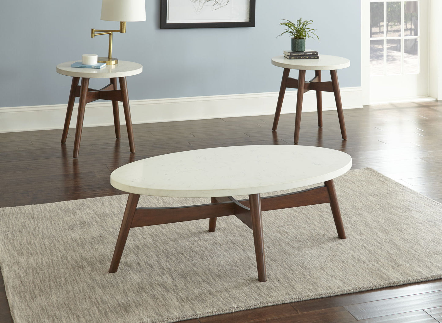 Serena - Silverstone Round End Table - White - Hornell Furniture Outlet