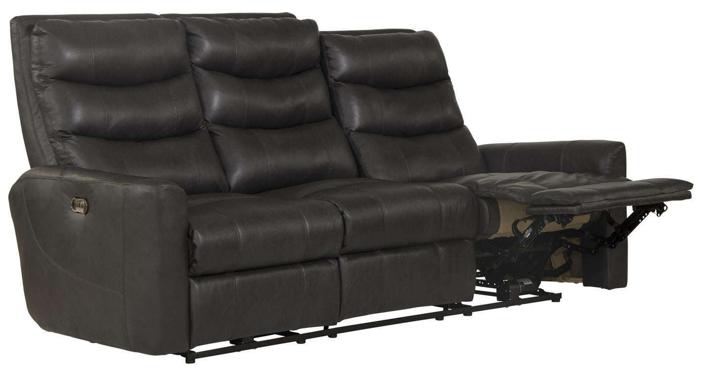 Bosa - Leather Power Reclining Sofa - Charcoal - Hornell Furniture Outlet