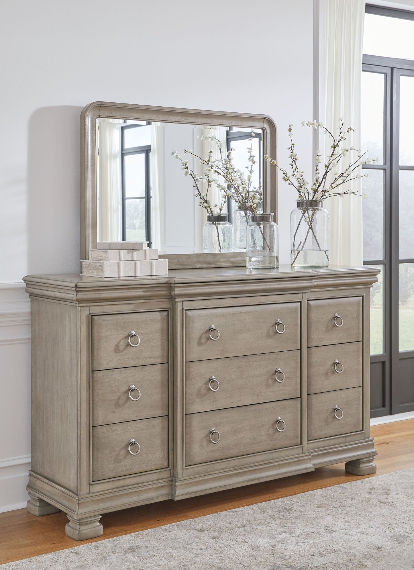 Lexorne - Gray - Dresser And Mirror - Hornell Furniture Outlet