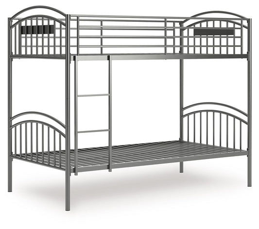 Lanceburg - Gray - Twin/Twin Bunk Bed With Ladder - Hornell Furniture Outlet