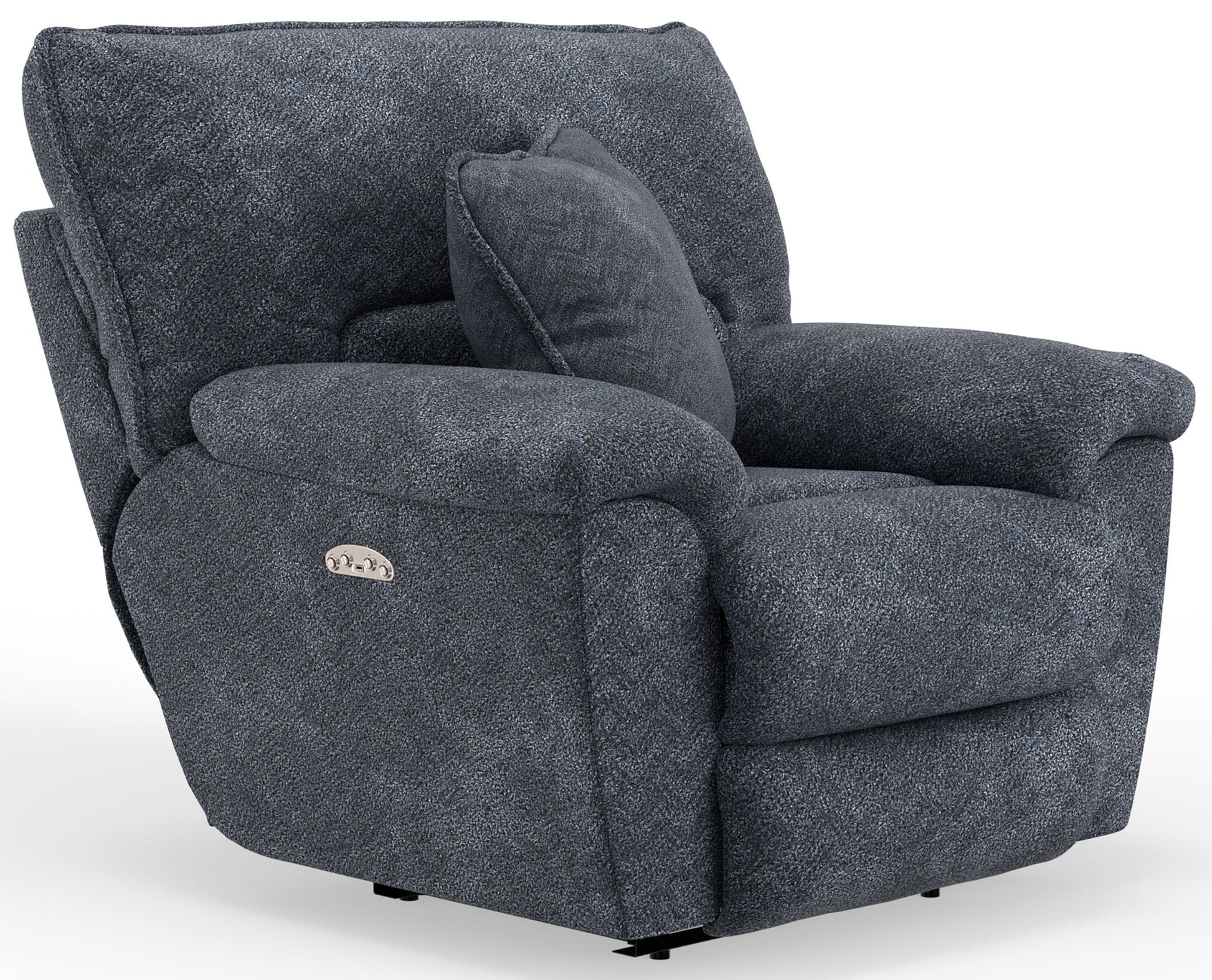 Paxon - Deep Seat Power Lay Flat Recliner With Power Adjustable Headrest - Smoke - Hornell Furniture Outlet