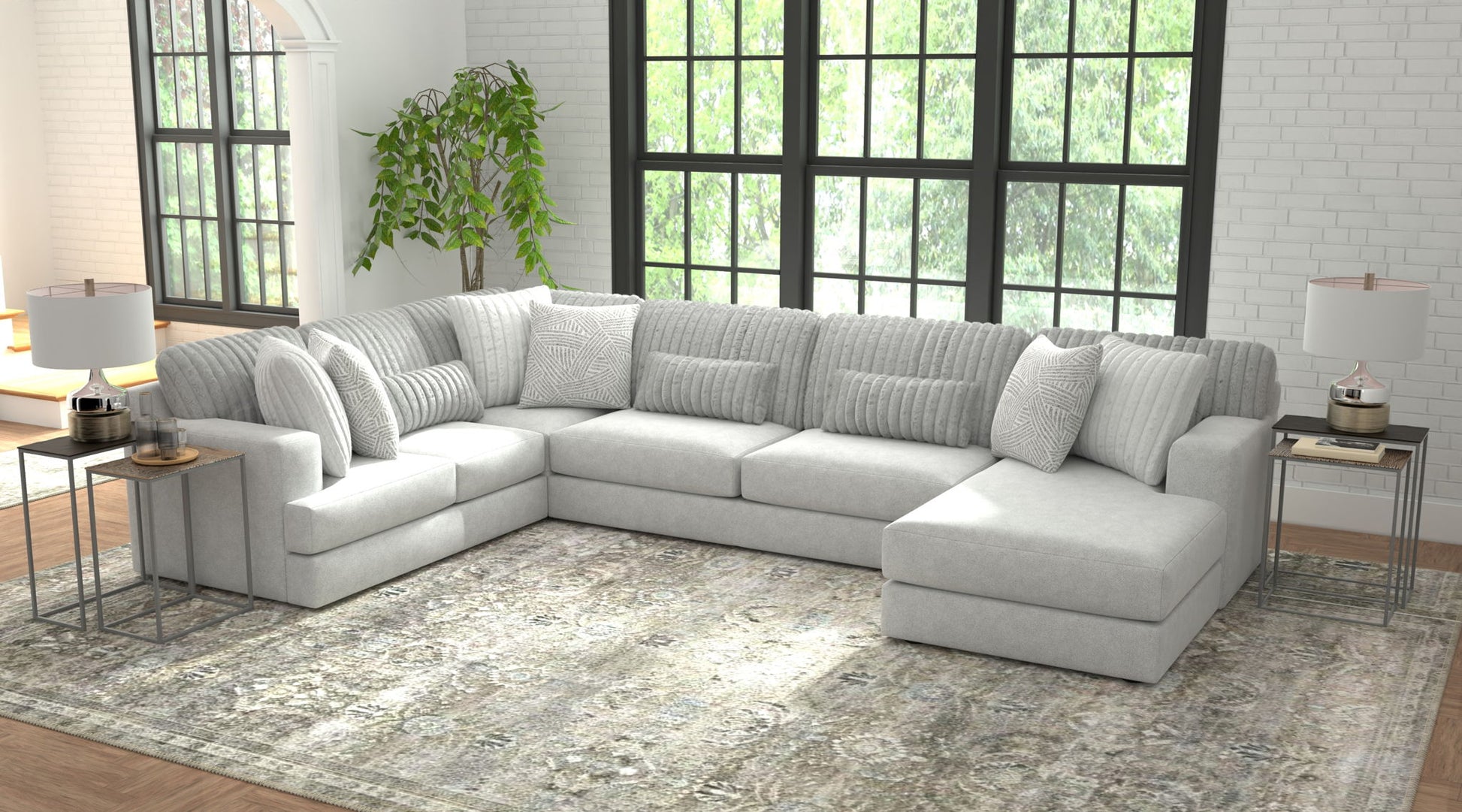 Logan - Upholstered Sectional With Comfort Coil Seating And Accent Pillows Included - Hornell Furniture Outlet