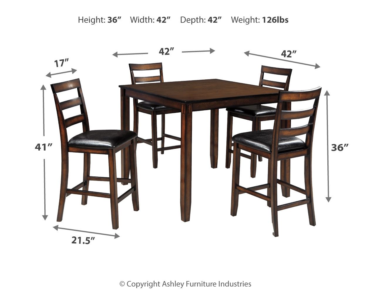 Coviar - Brown - DRM Counter Table Set (Set of 5) - Hornell Furniture Outlet