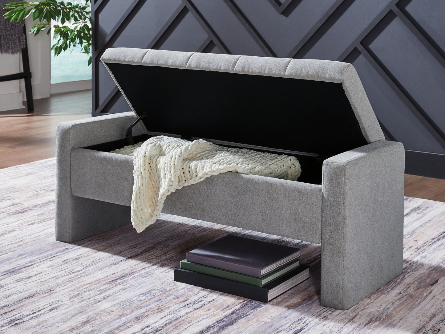 Akselman - Gray - Storage Bench - Hornell Furniture Outlet