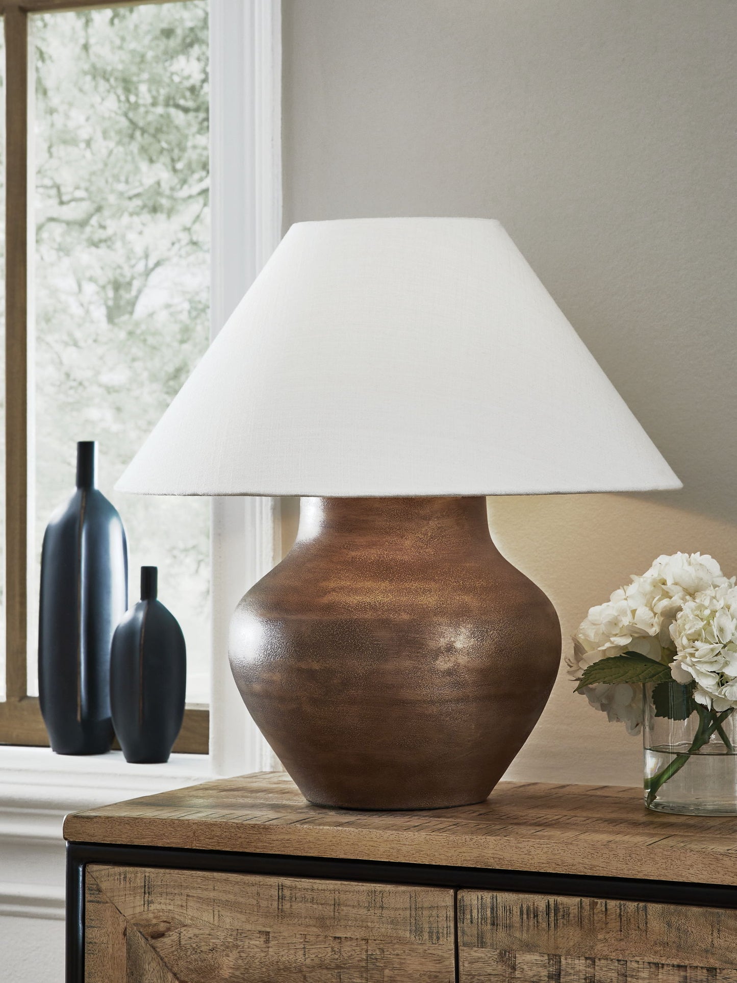 Whitham - Metal Table Lamp - Antique Copper Finish - Hornell Furniture Outlet