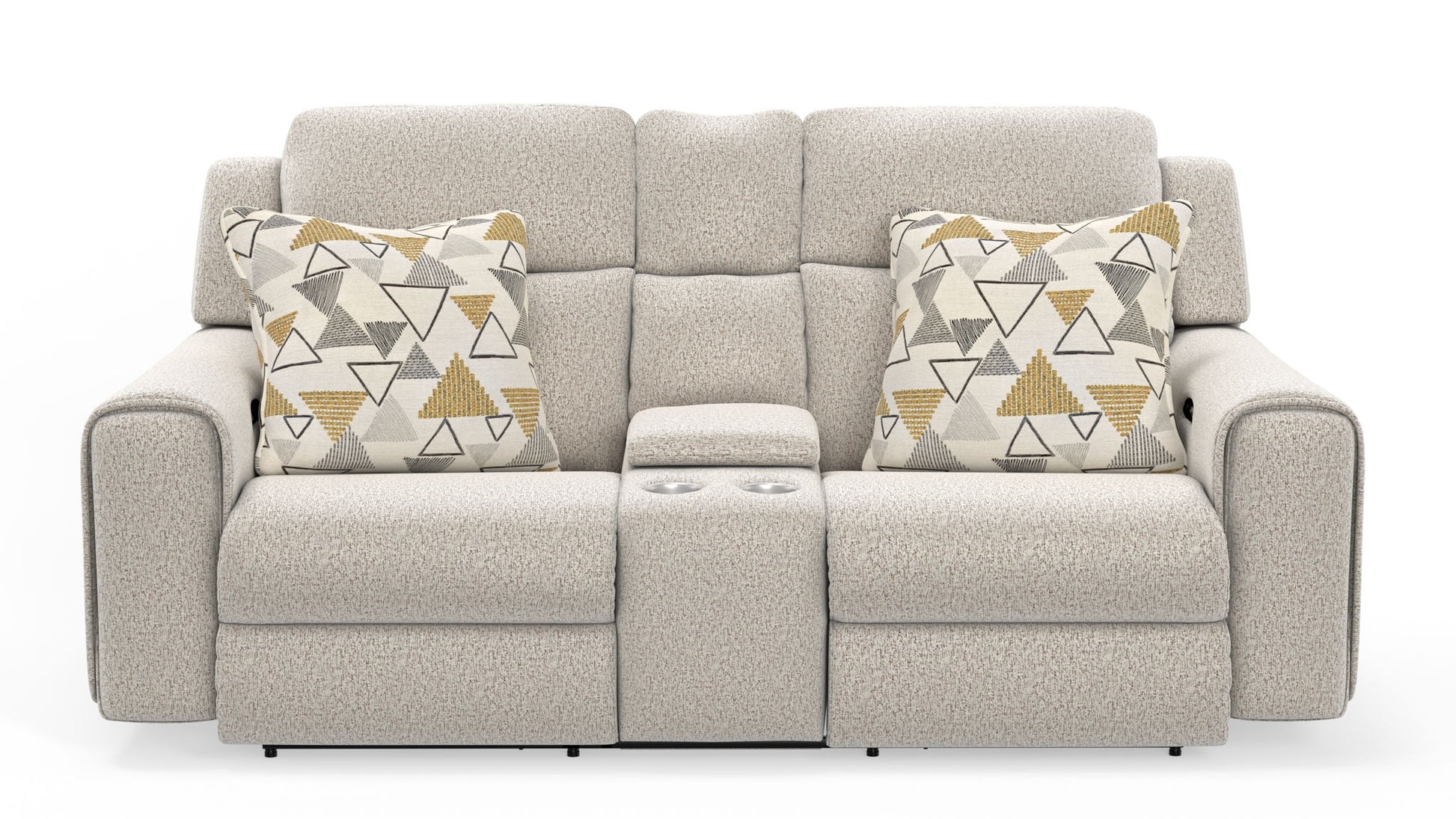 Micah - Power Headrest Power Deep Seat Reclining Console Loveseat - Oatmeal - Hornell Furniture Outlet