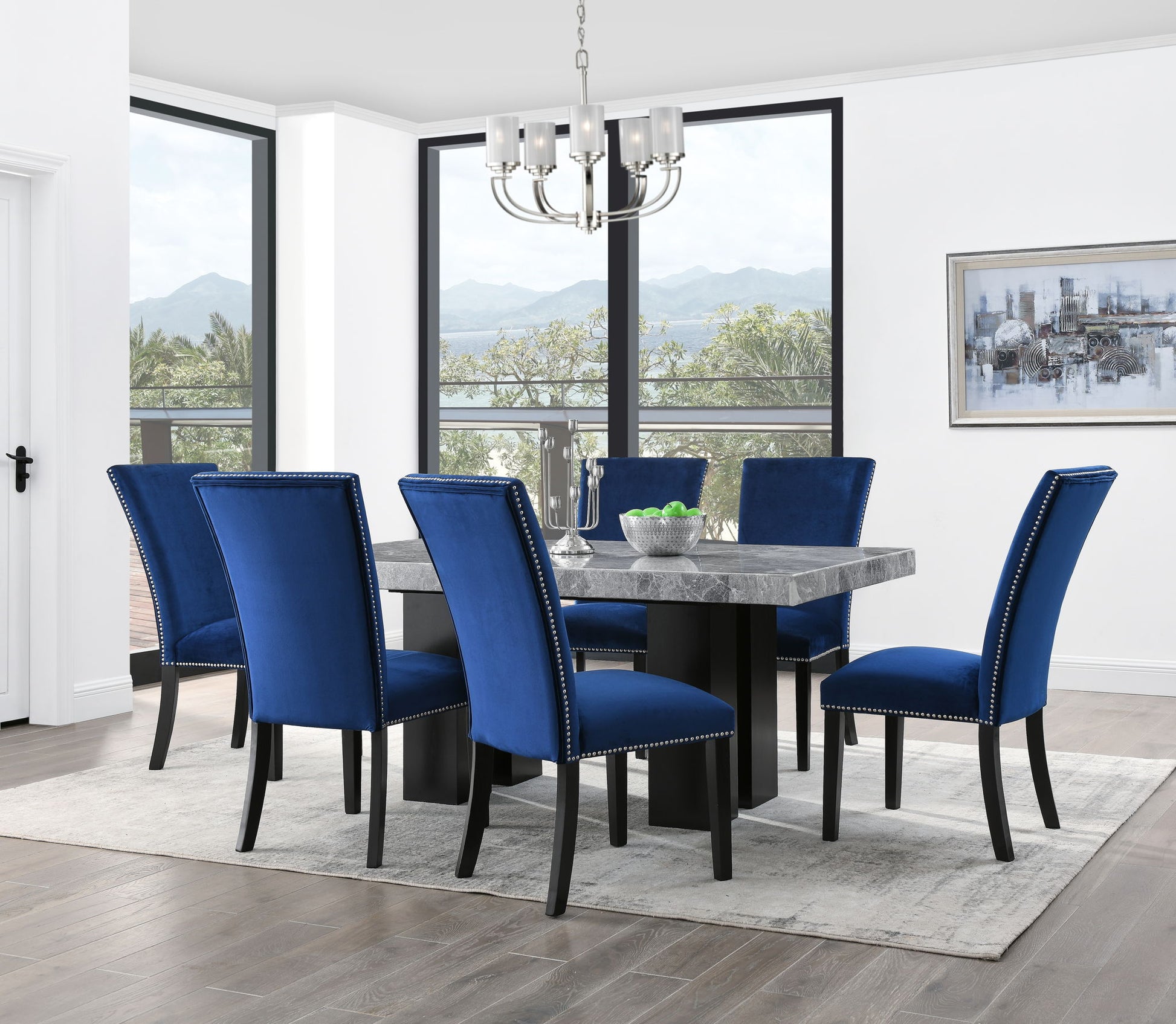 Camila - Rectangular Dining Set - Gray Top - Hornell Furniture Outlet