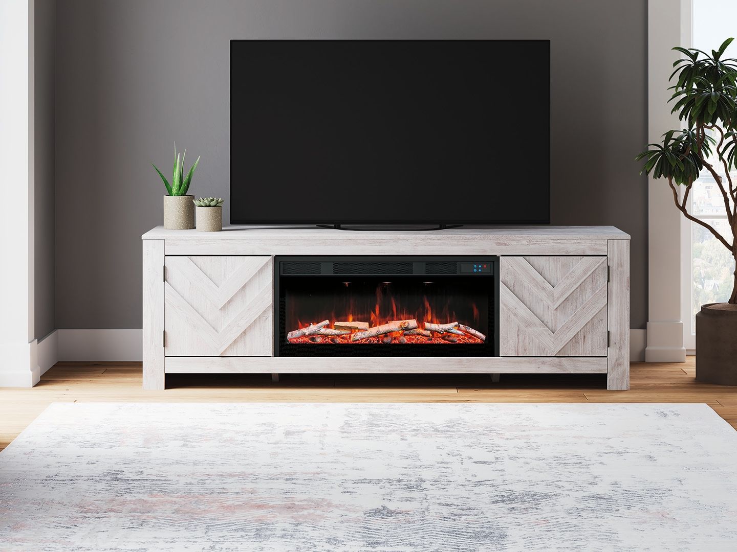 Cayboni - LG TV Stand With Fireplace Option - Hornell Furniture Outlet