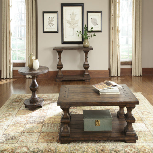 Sedona - 3 Piece Table Set (1 Cocktail 2 End Tables) - Dark Brown - Hornell Furniture Outlet