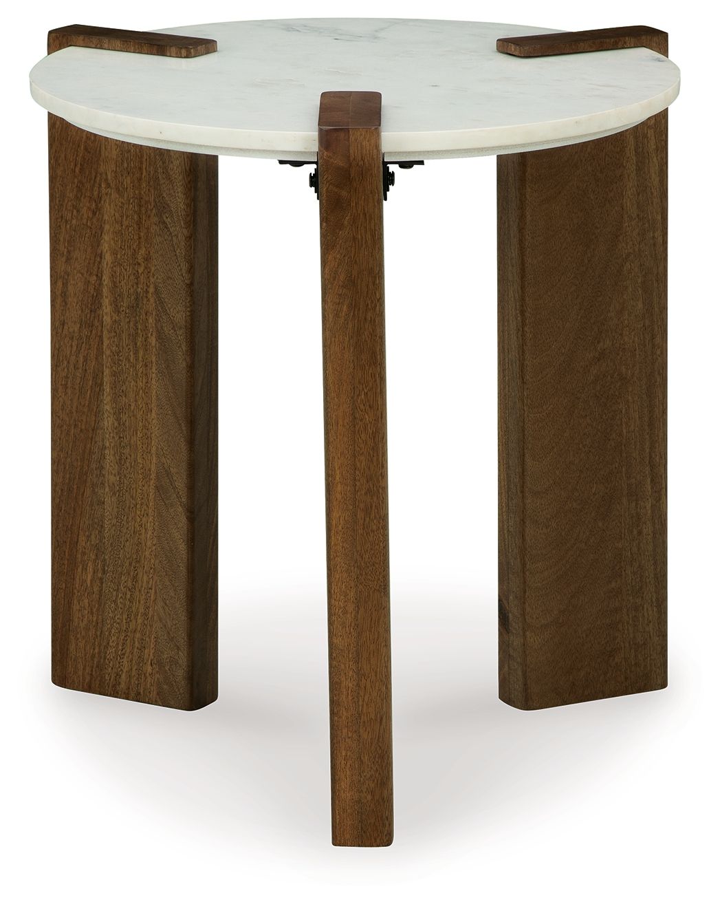 Isanti - White / Brown - Round End Table - Hornell Furniture Outlet
