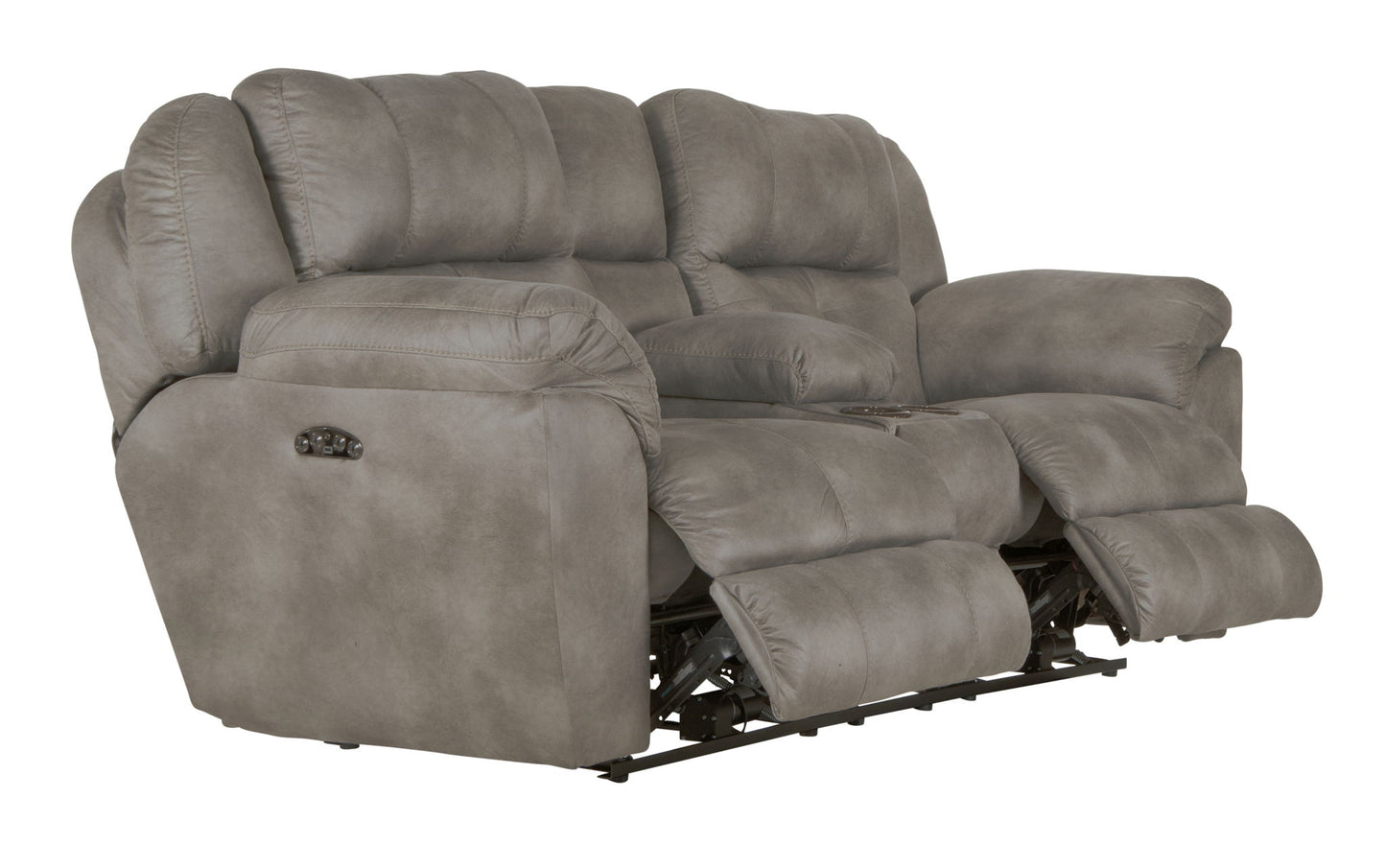 Ferrington - Power Lay Flat Reclining Console Loveseat with Power Adjustable Headrest - Hornell Furniture Outlet