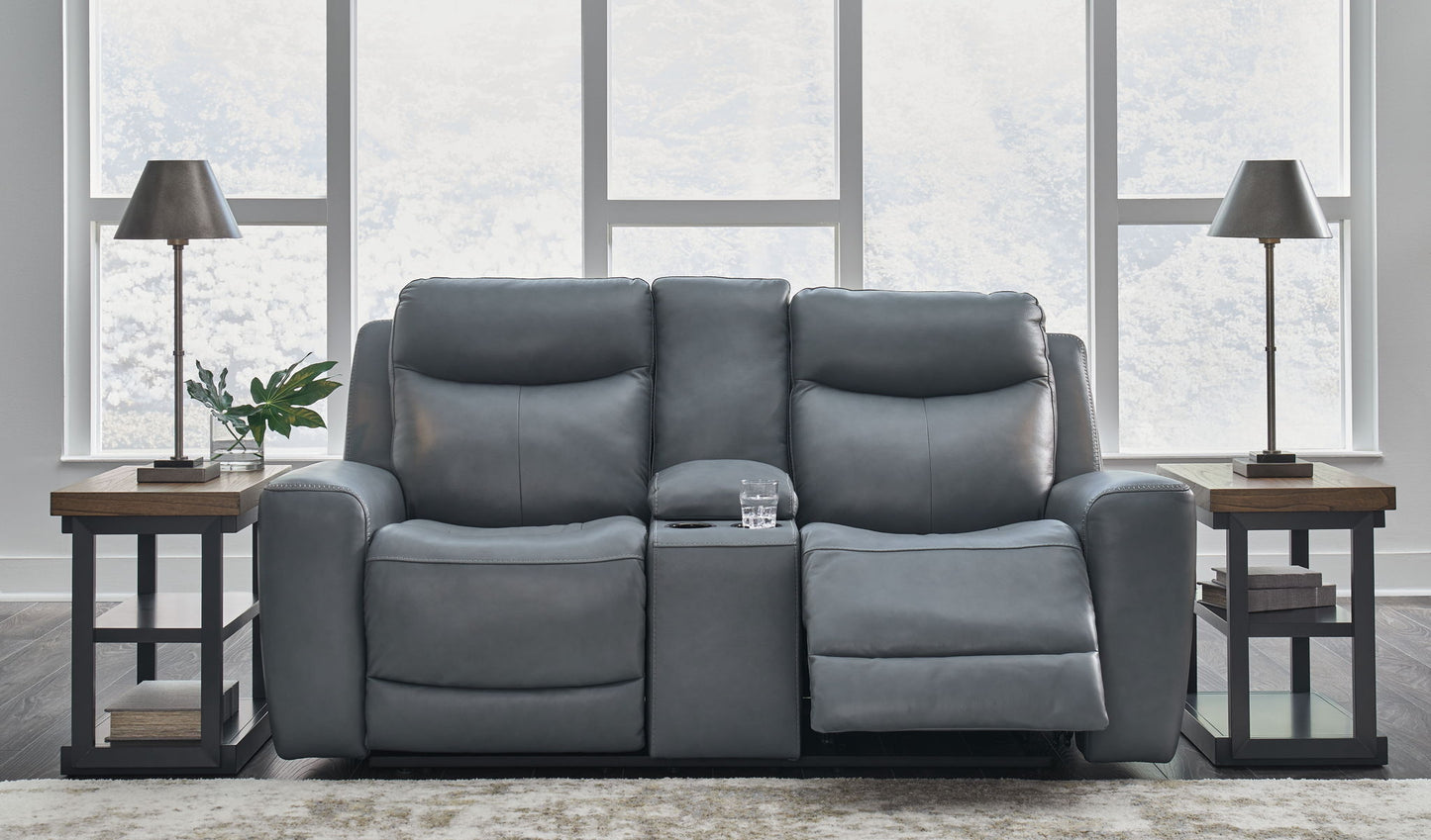 Mindanao - Power Reclining Loveseat With Console /Adj Hdrst - Hornell Furniture Outlet