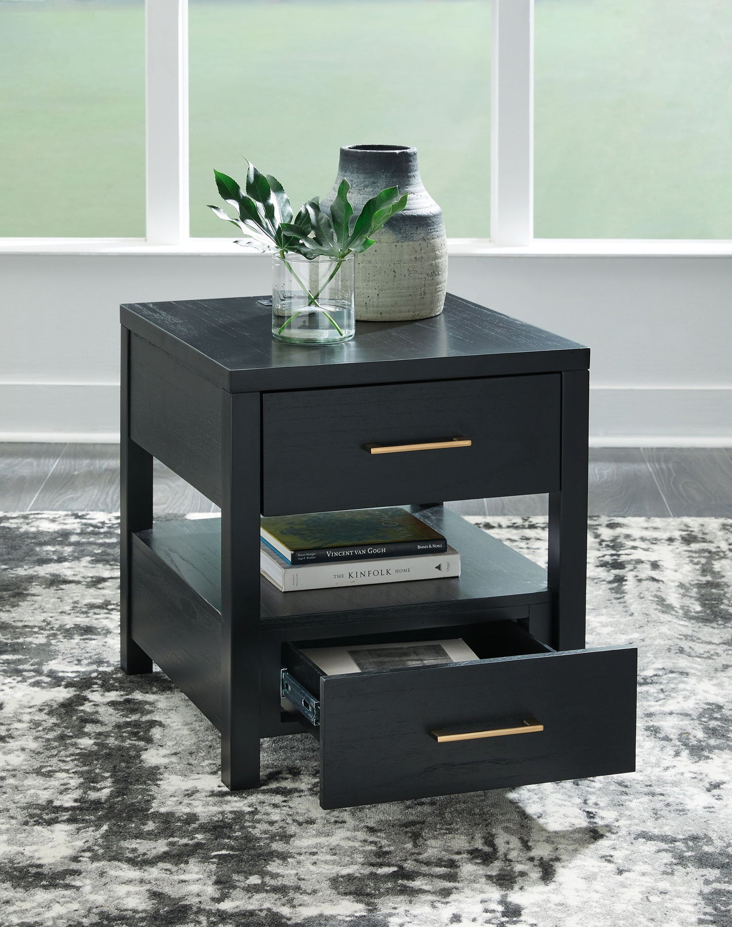 Winbardi - Black - Rectangular End Table - Hornell Furniture Outlet