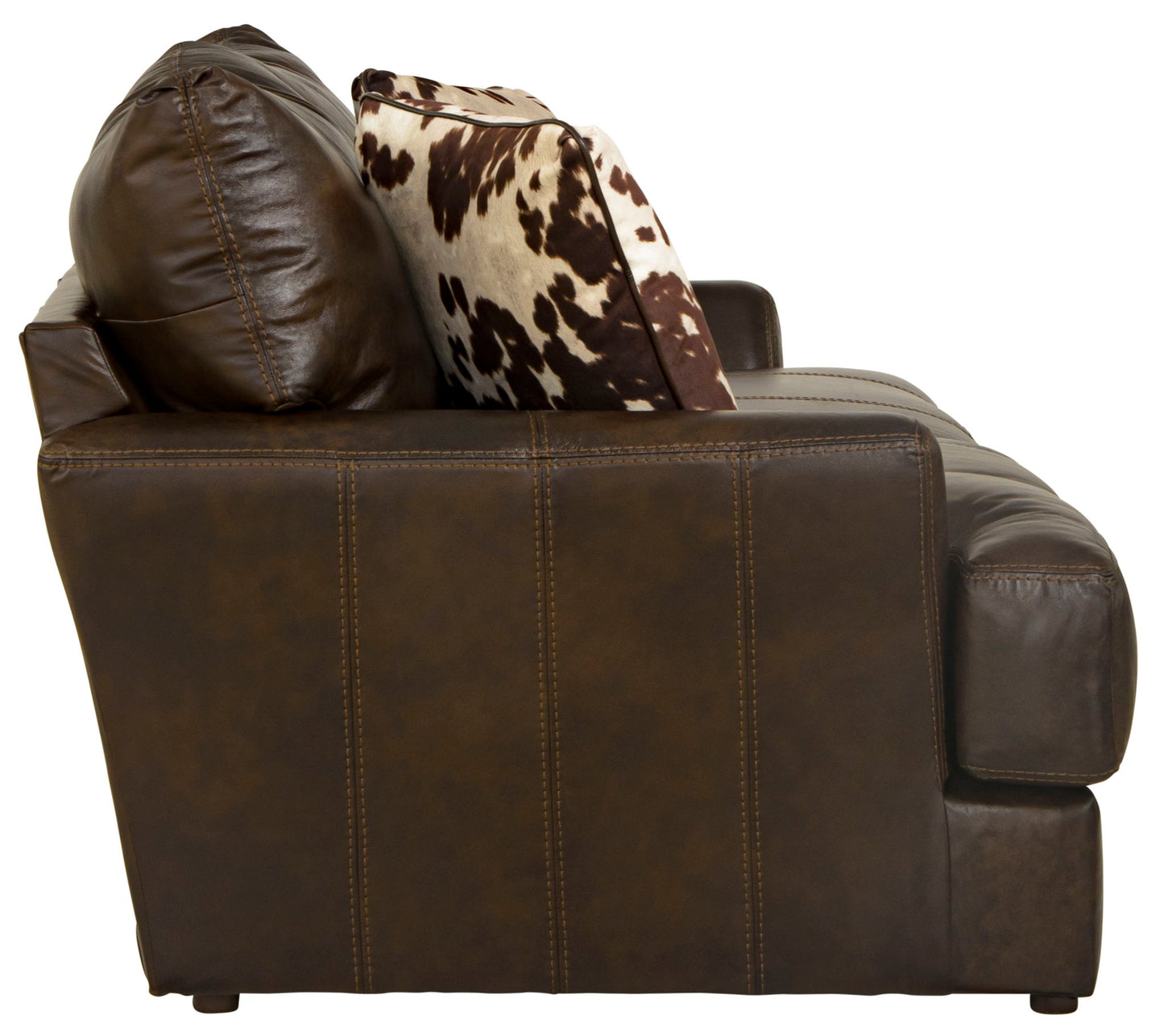 Pavia - Top Grain Italian Leather Sofa With Cuddler Cushions - Cocoa - Hornell Furniture Outlet