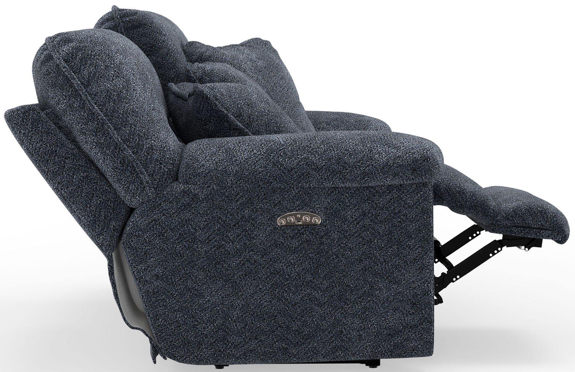 Paxon - Deep Seat Power Reclining Loveseat With Power Adjustable Headrest - Smoke - Hornell Furniture Outlet