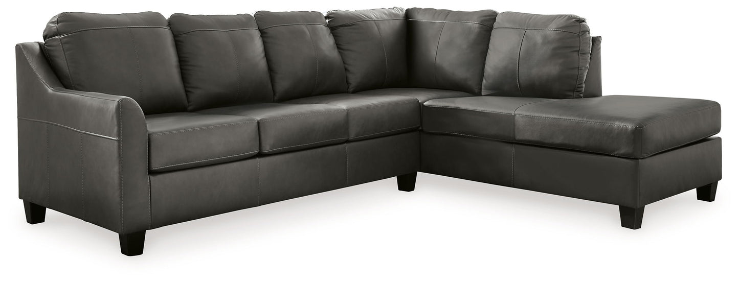 Valderno - Fog - 2 - Piece Sectional With Raf Corner Chaise - Hornell Furniture Outlet