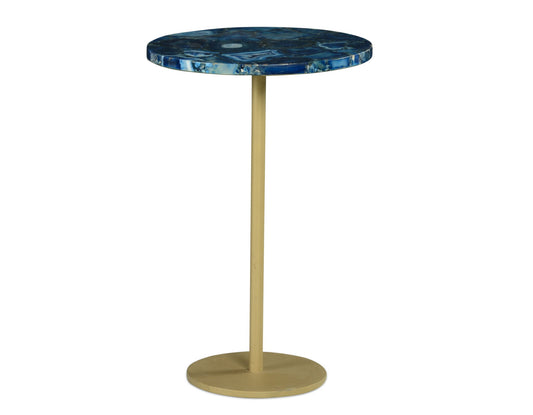 Oceana - Agate Top Round Chairside Table - Blue - Hornell Furniture Outlet