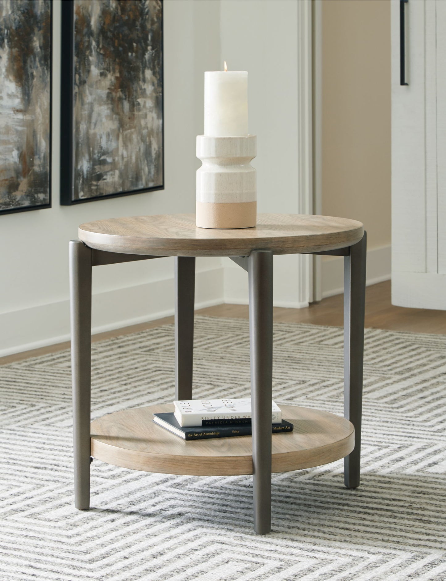 Dyonton - Light Grayish Brown - Round End Table - Hornell Furniture Outlet
