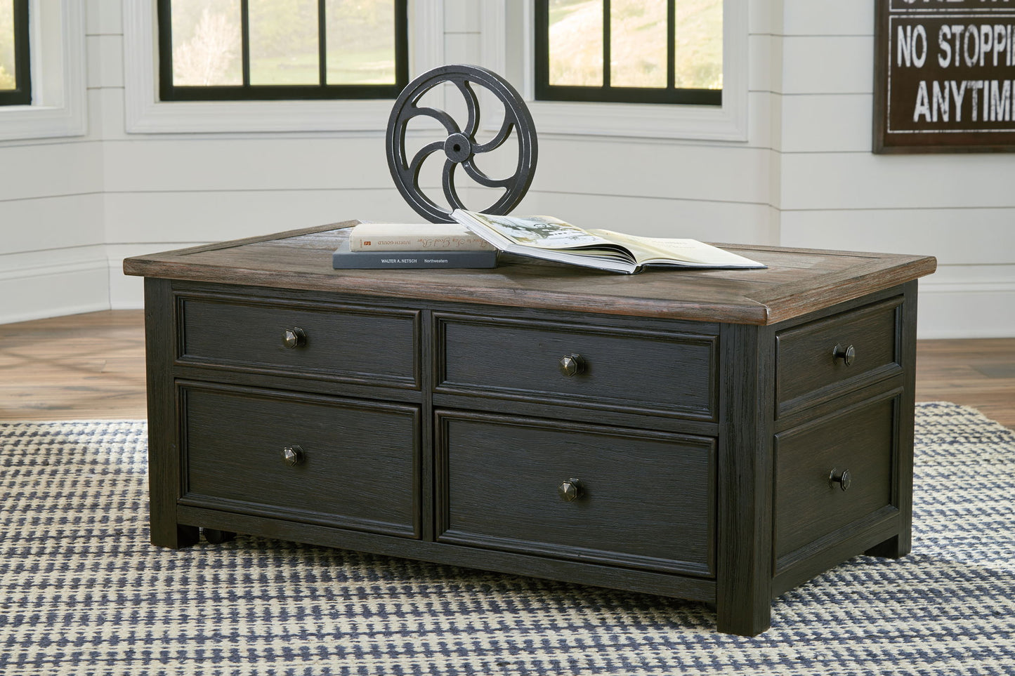 Tyler Creek - Grayish Brown / Black - Lift Top Cocktail Table - Hornell Furniture Outlet