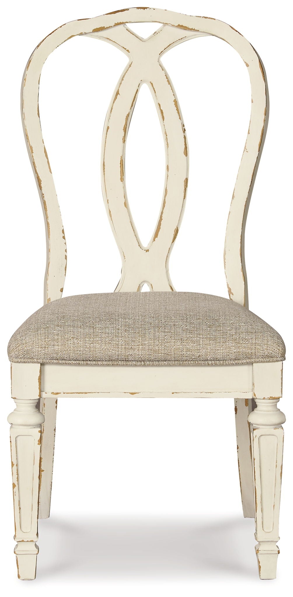 Realyn - Chipped White - Dining UPH Side Chair (Set of 2) - Ribbonback - Hornell Furniture Outlet