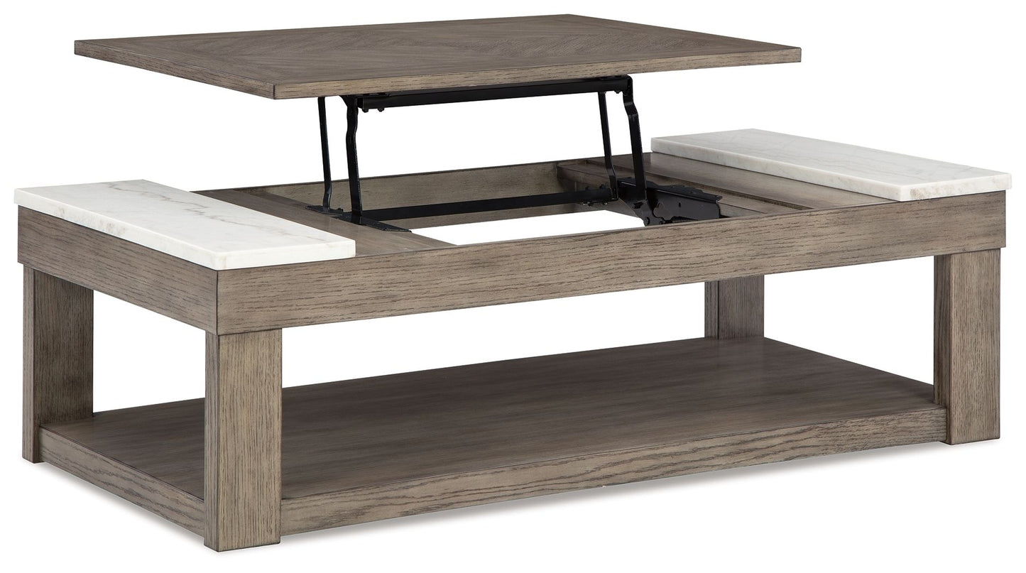 Loyaska - Grayish Brown / White - Lift Top Cocktail Table - Hornell Furniture Outlet