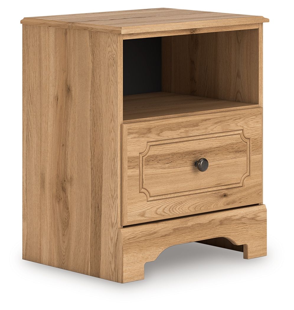 Aleaport - Warm Brown - One Drawer Night Stand - Hornell Furniture Outlet