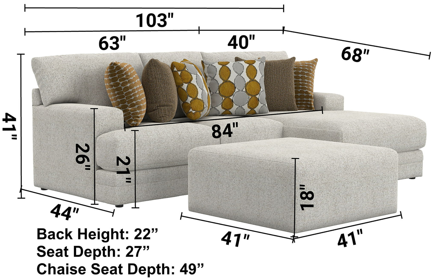Tori - Sectional With Comfort Coil Seating, Cocktail Ottoman And Accent Pillows Included - Hornell Furniture Outlet
