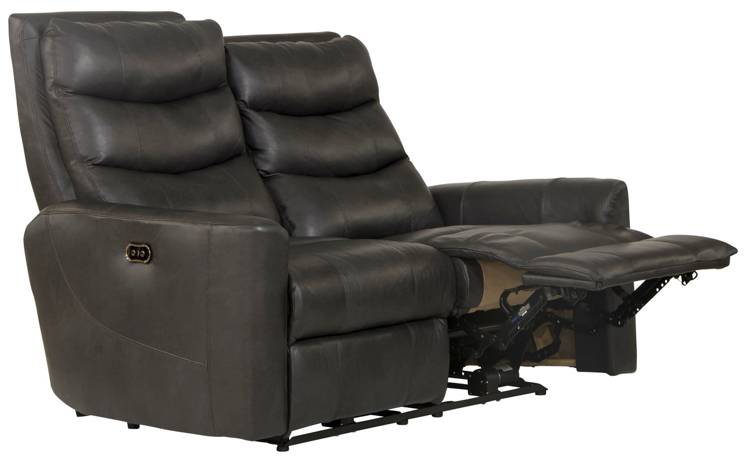 Bosa - Leather Power Reclining Loveseat - Charcoal - Hornell Furniture Outlet