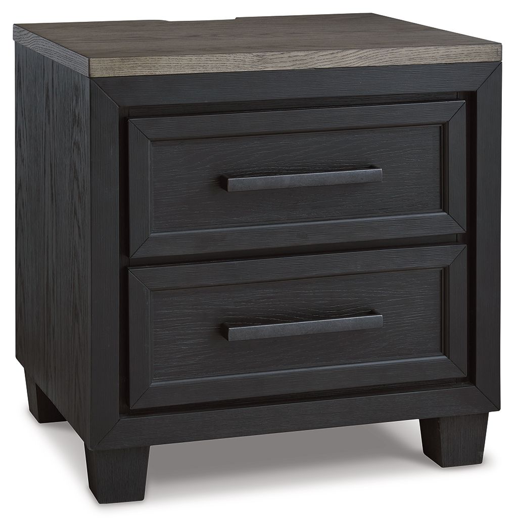 Foyland - Black / Brown - Two Drawer Night Stand - Hornell Furniture Outlet