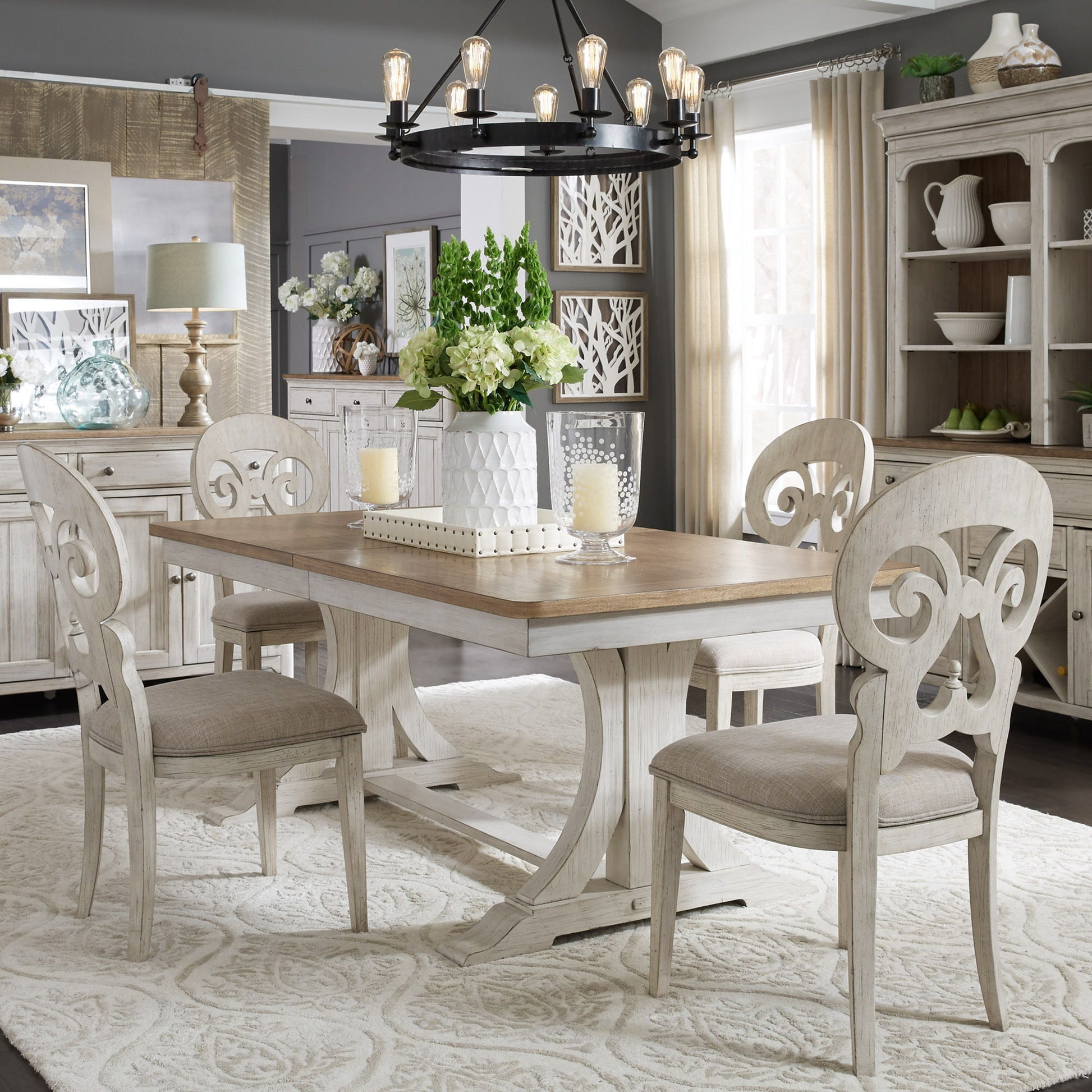 Farmhouse Reimagined - Trestle Table Set - Hornell Furniture Outlet