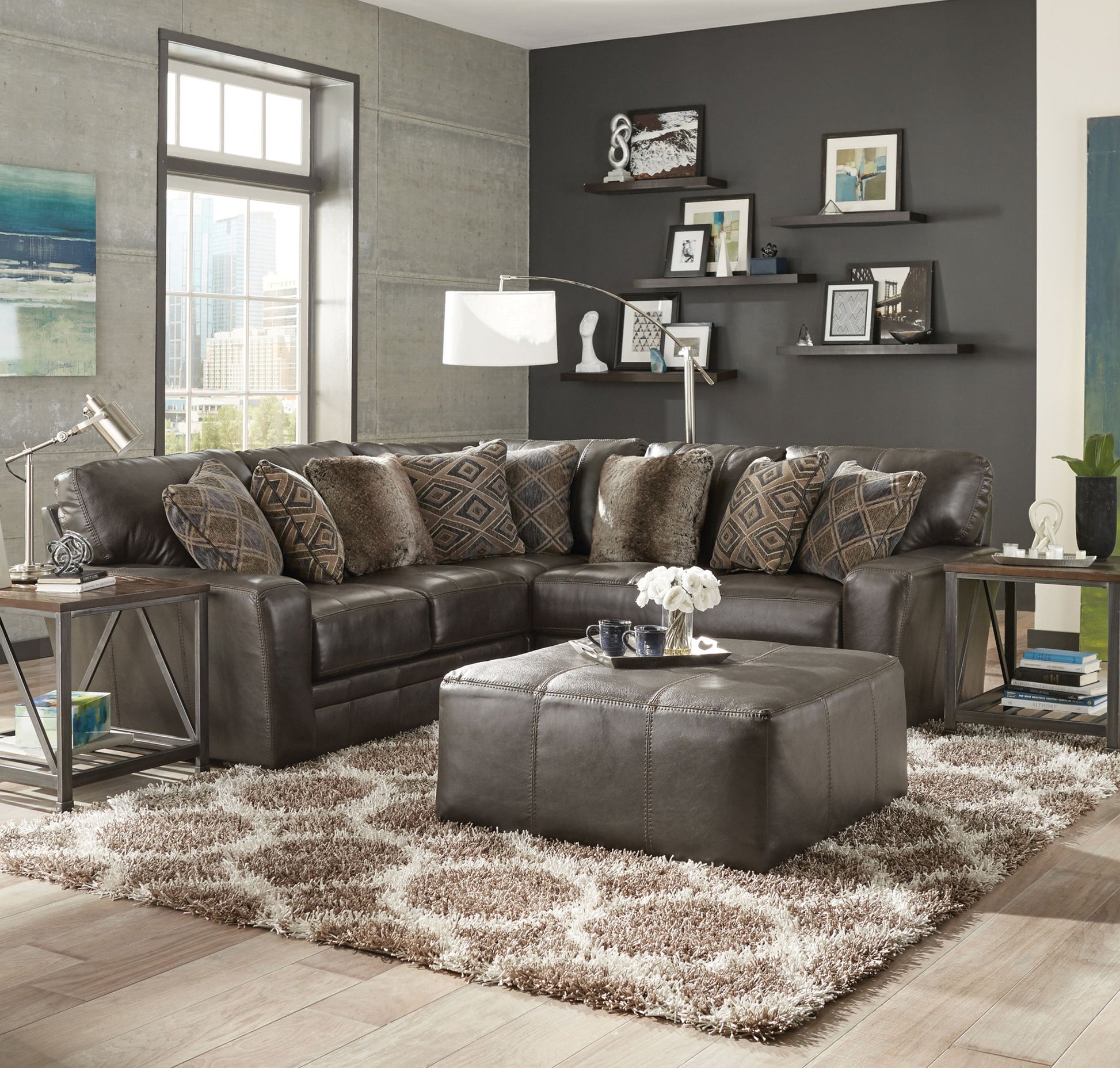 Denali - Italian Leather Match Sectional - Hornell Furniture Outlet