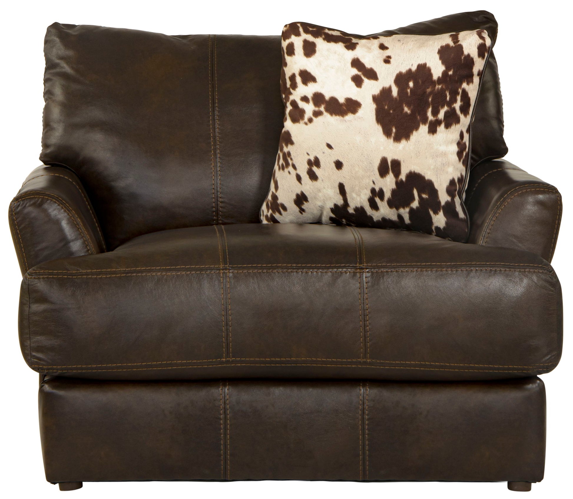 Pavia - Top Grain Italian Leather Chair With Cuddler Cushions - Cocoa - Hornell Furniture Outlet