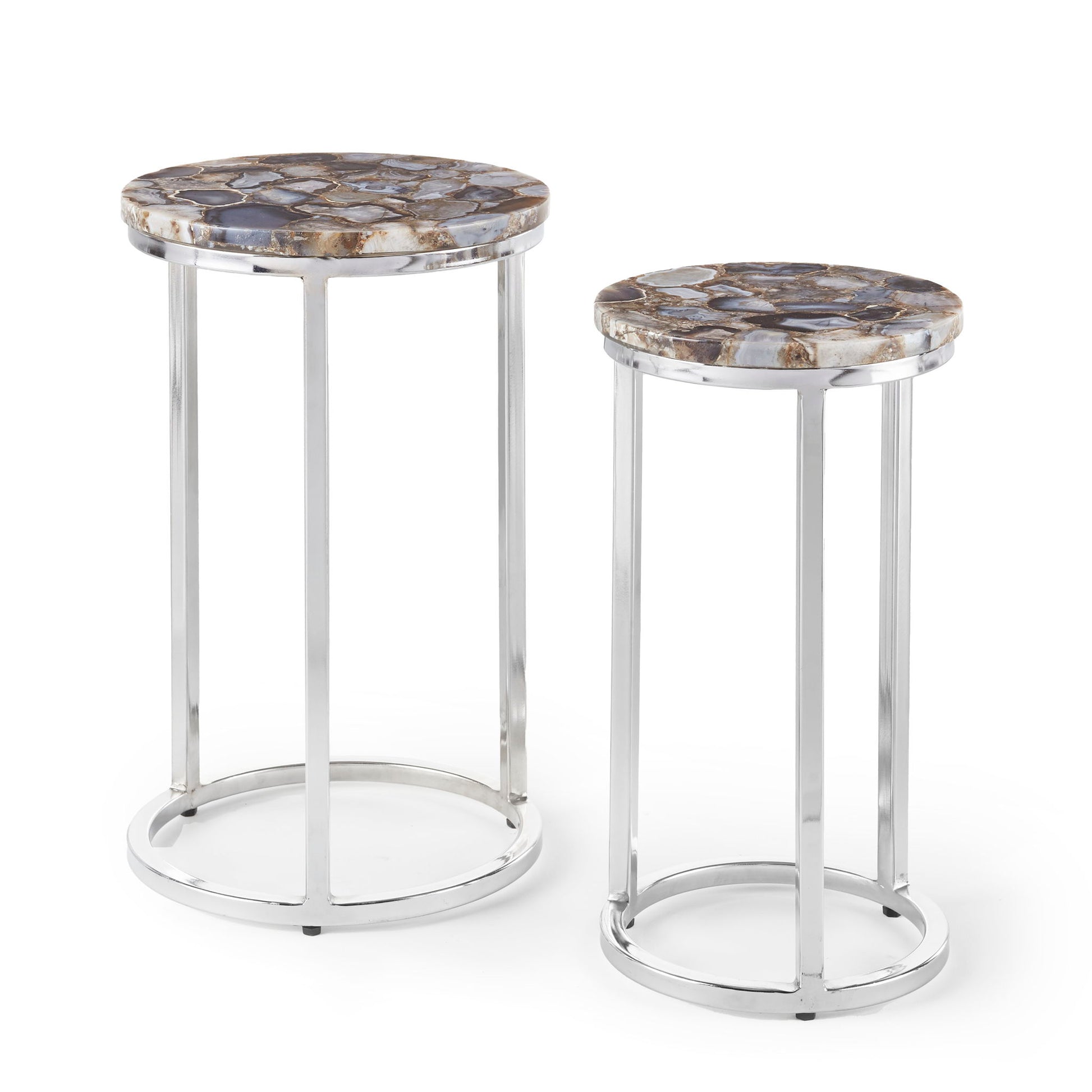 Onyx - Agate Top Nesting Table - Pearl Silver - Hornell Furniture Outlet