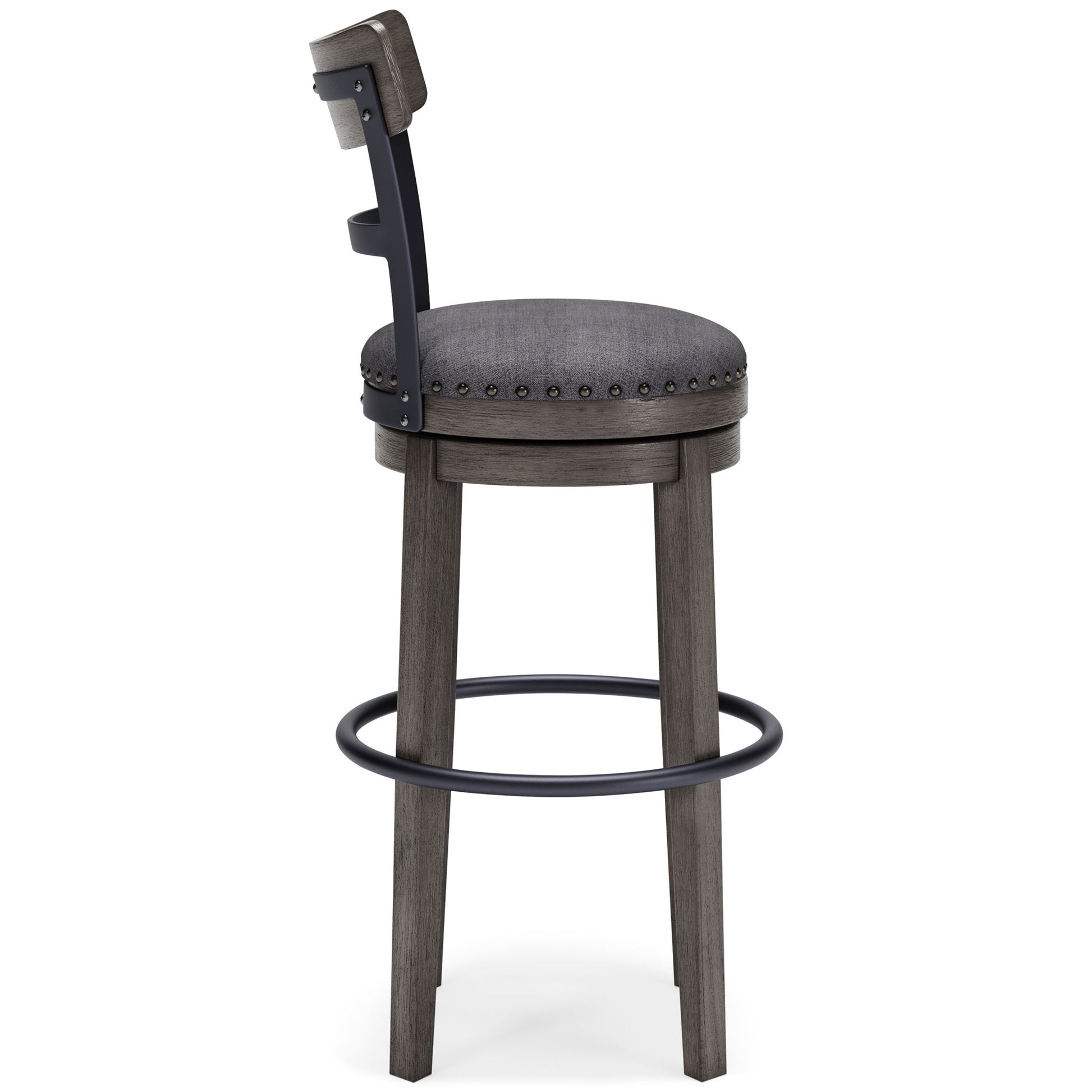Caitbrook - Gray - Tall UPH Swivel Barstool - Hornell Furniture Outlet