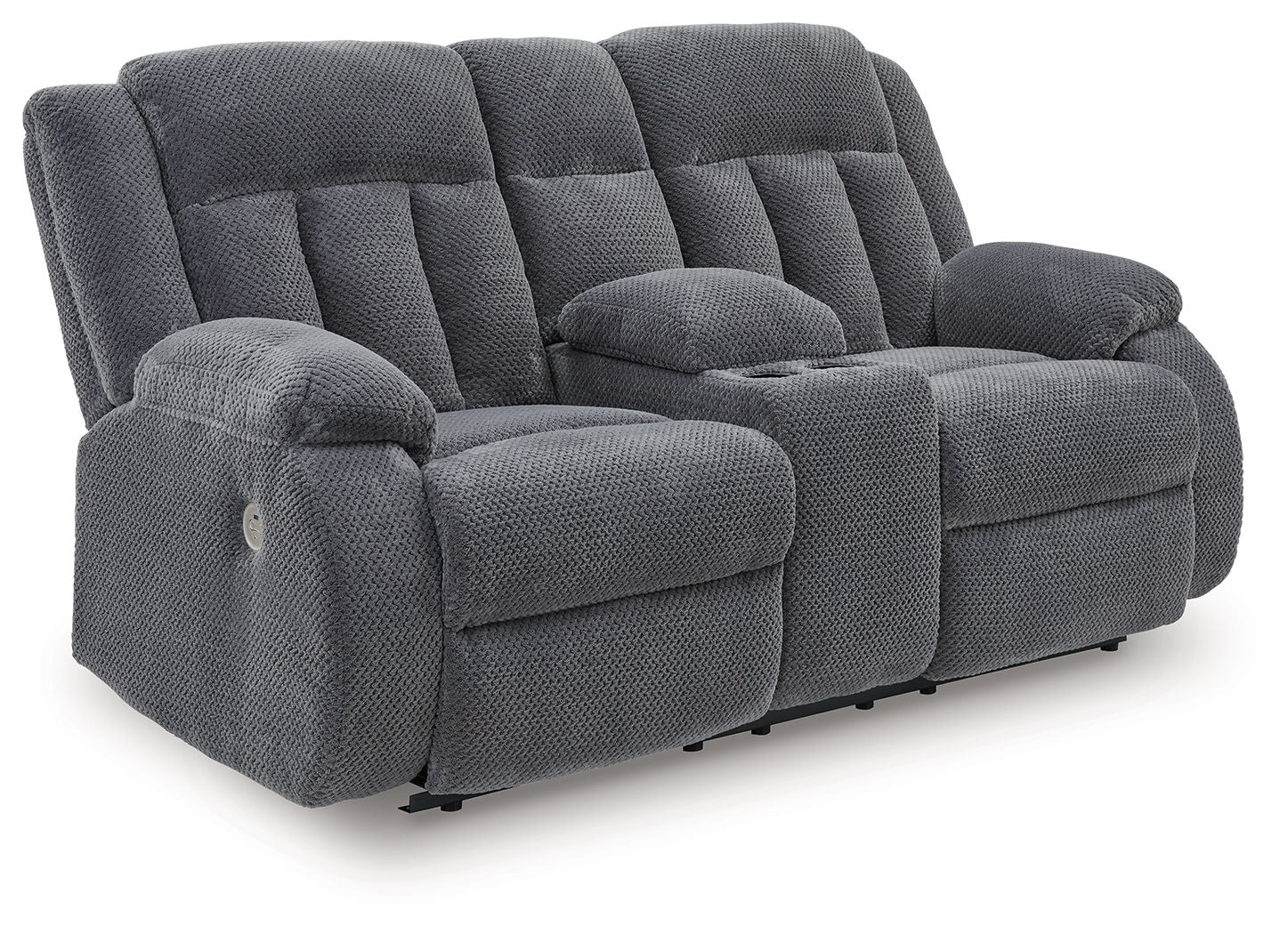 Observation - Steel - Double Reclining Power Loveseat With Console - Hornell Furniture Outlet