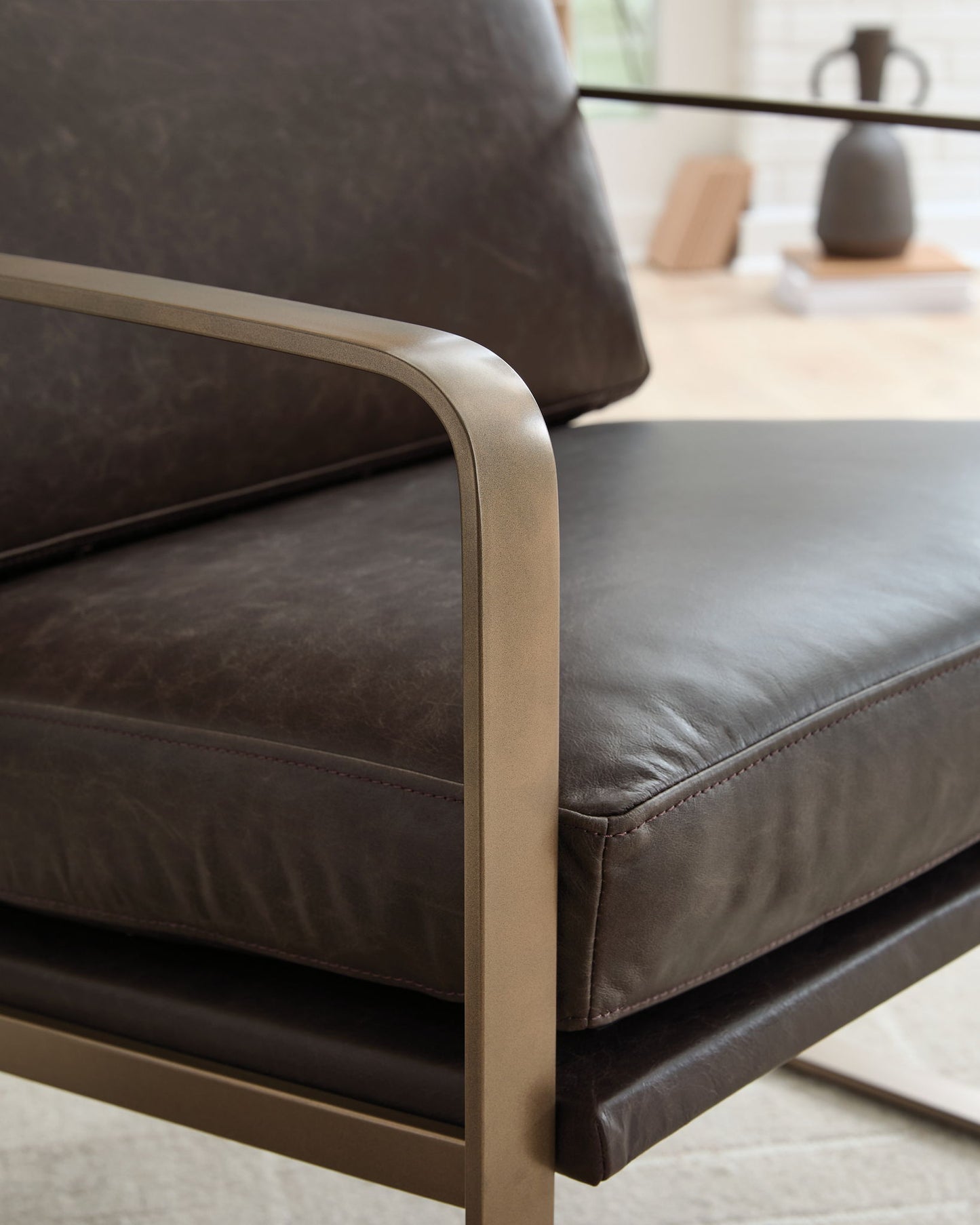 Bradett - Dark Brown / Gold Finish - Accent Chair - Hornell Furniture Outlet