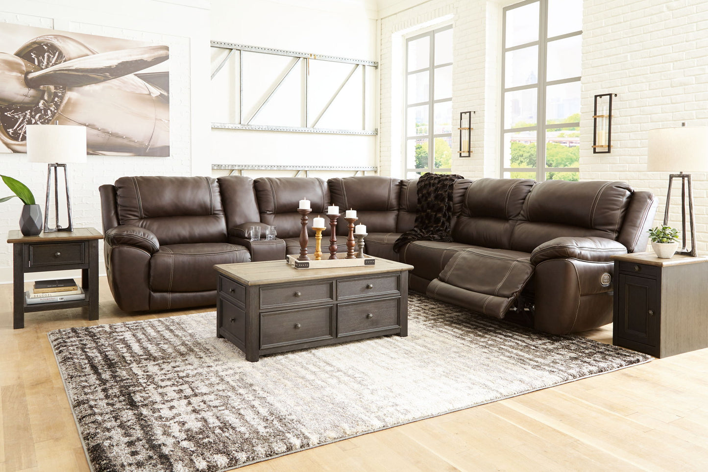Dunleith - Power Reclining Sectional - Hornell Furniture Outlet