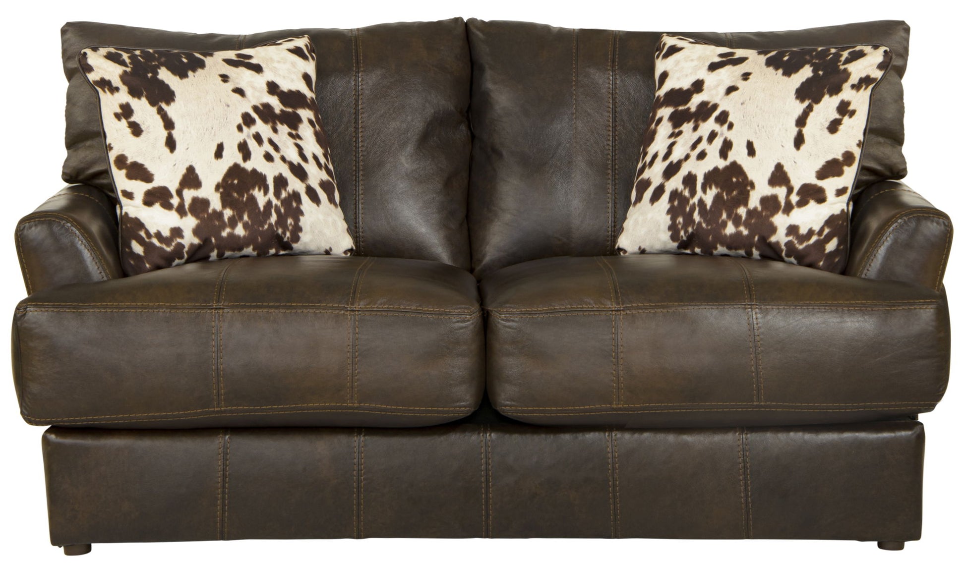 Pavia - Top Grain Italian Leather Loveseat With Cuddler Cushions - Cocoa - Hornell Furniture Outlet