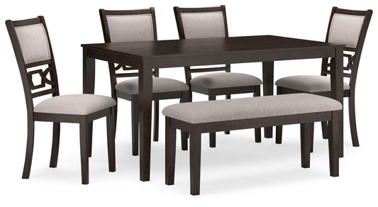 Langwest - Brown - Dining Room Table Set (Set of 6) - Hornell Furniture Outlet