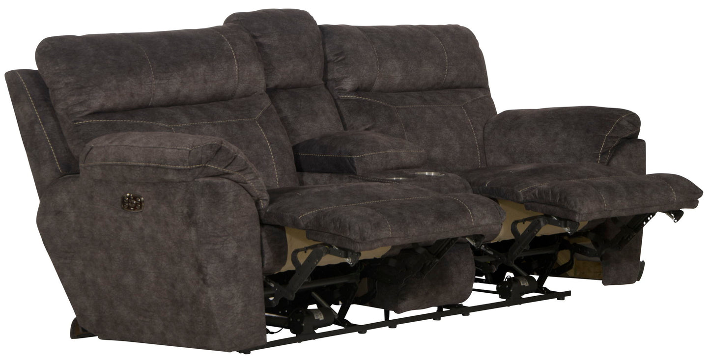 Sedona - Power Hdrst With Lumbar Lay Flat Reclining Console Loveseat With Storage & Cupholders - Hornell Furniture Outlet