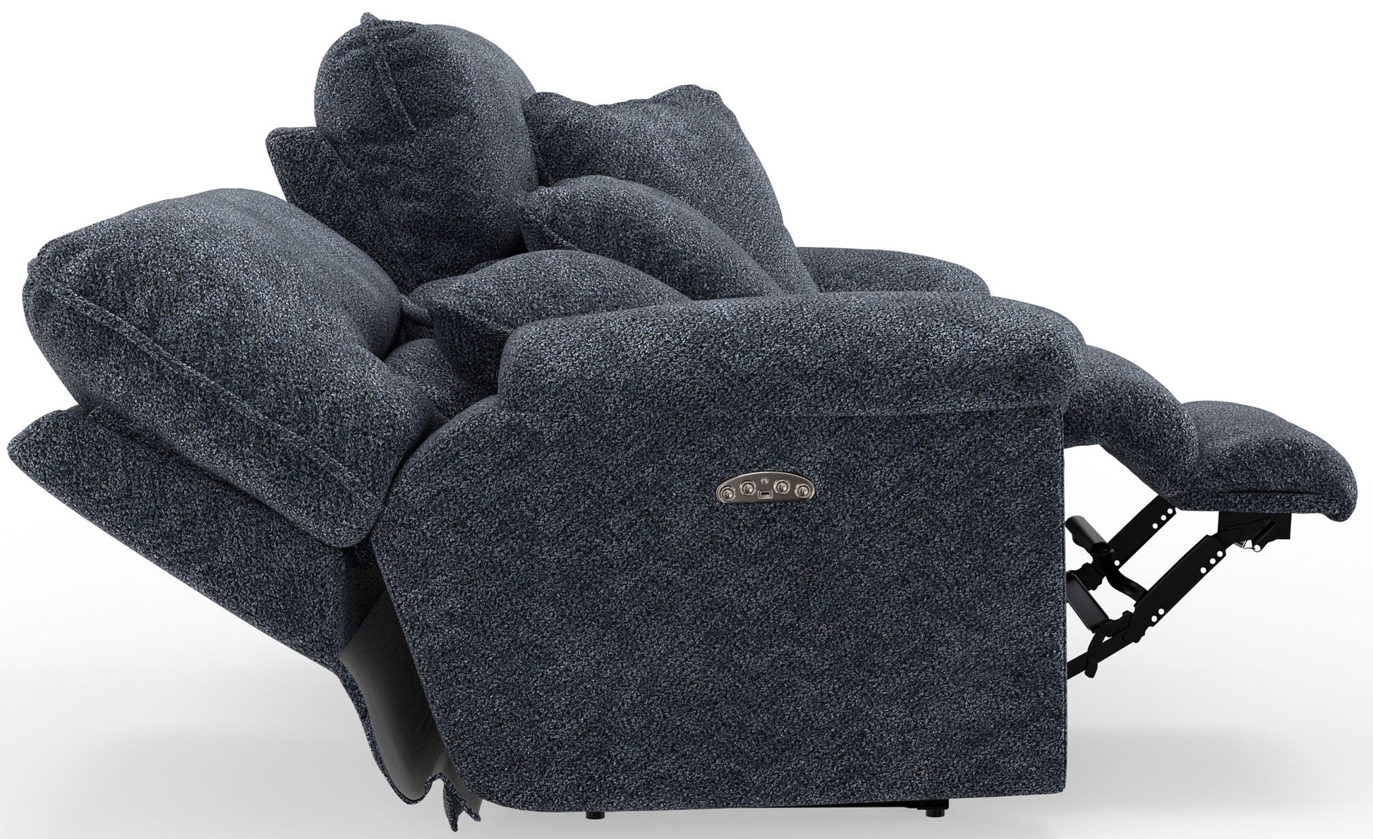 Paxon - Deep Seat Power Reclining Loveseat With Power Adjustable Headrest - Smoke - Hornell Furniture Outlet