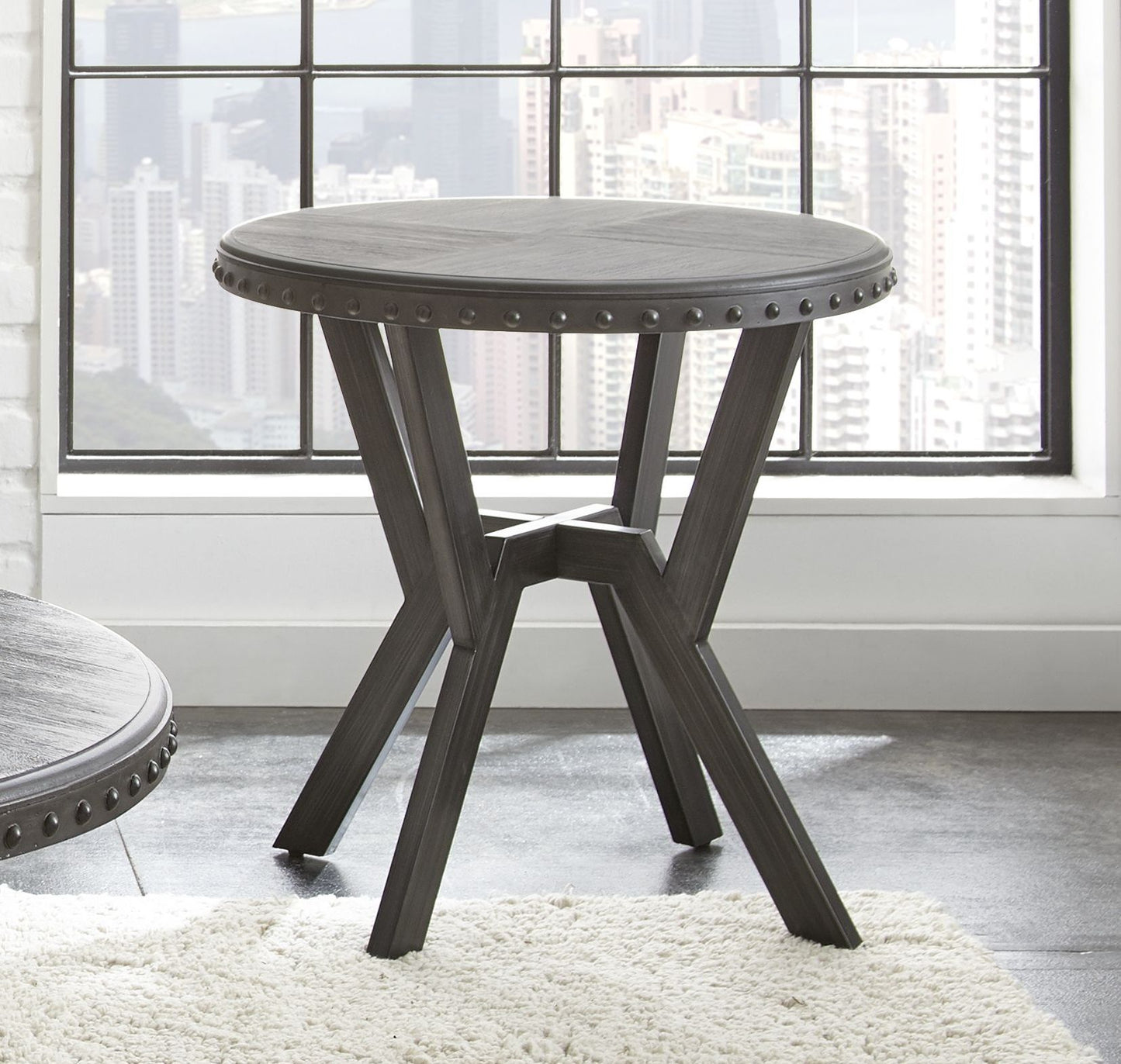 Alamo - Round End Table - Gray - Hornell Furniture Outlet