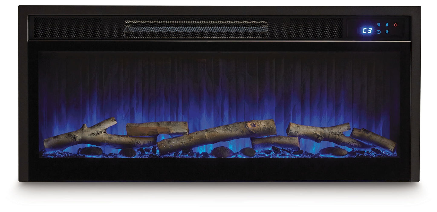 Entertainment Accessories - Black - Fireplace Insert With Faux Birch Log Set - Hornell Furniture Outlet