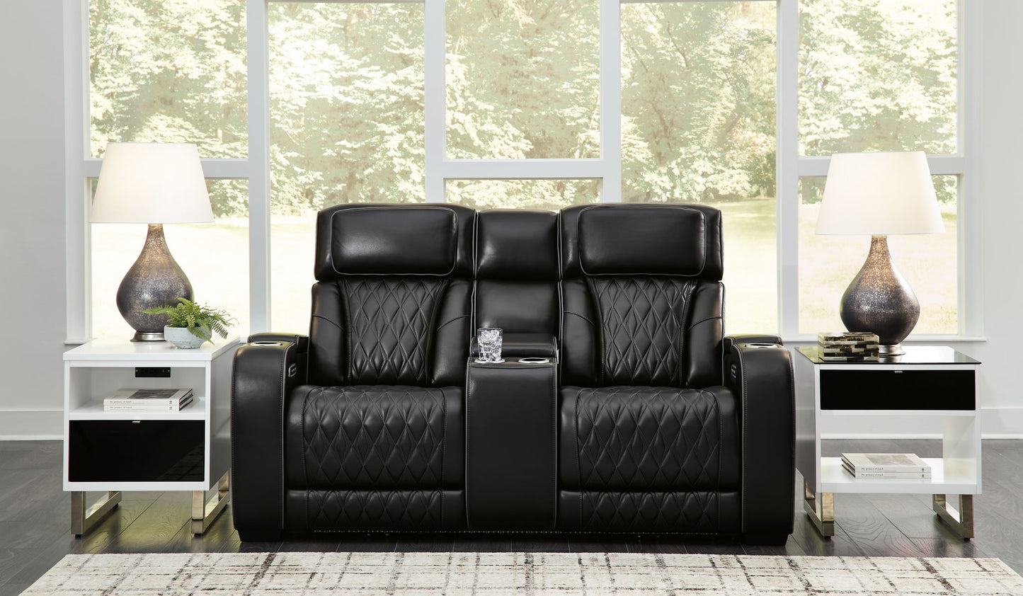Boyington - Power Reclining Loveseat With Console/Adj Hdrst - Hornell Furniture Outlet