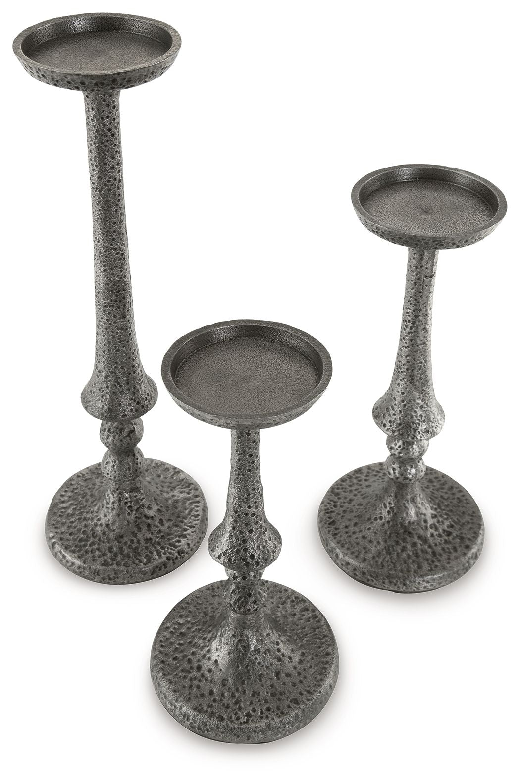 Eravell - Pewter Finish - Candle Holder Set (Set of 3) - Hornell Furniture Outlet