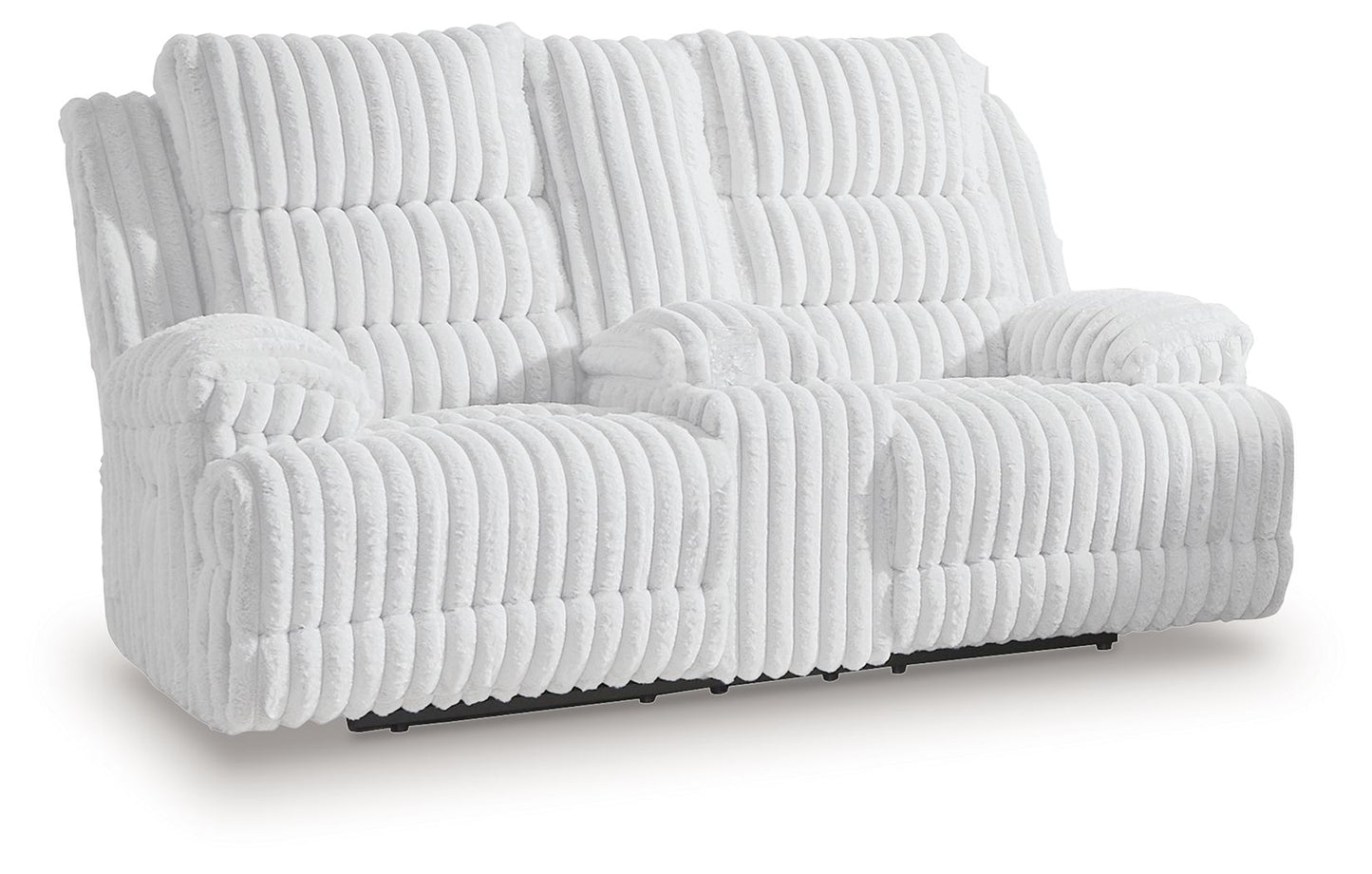 Rhines Falls - Alloy - Double Reclining Power Loveseat With Console - Hornell Furniture Outlet