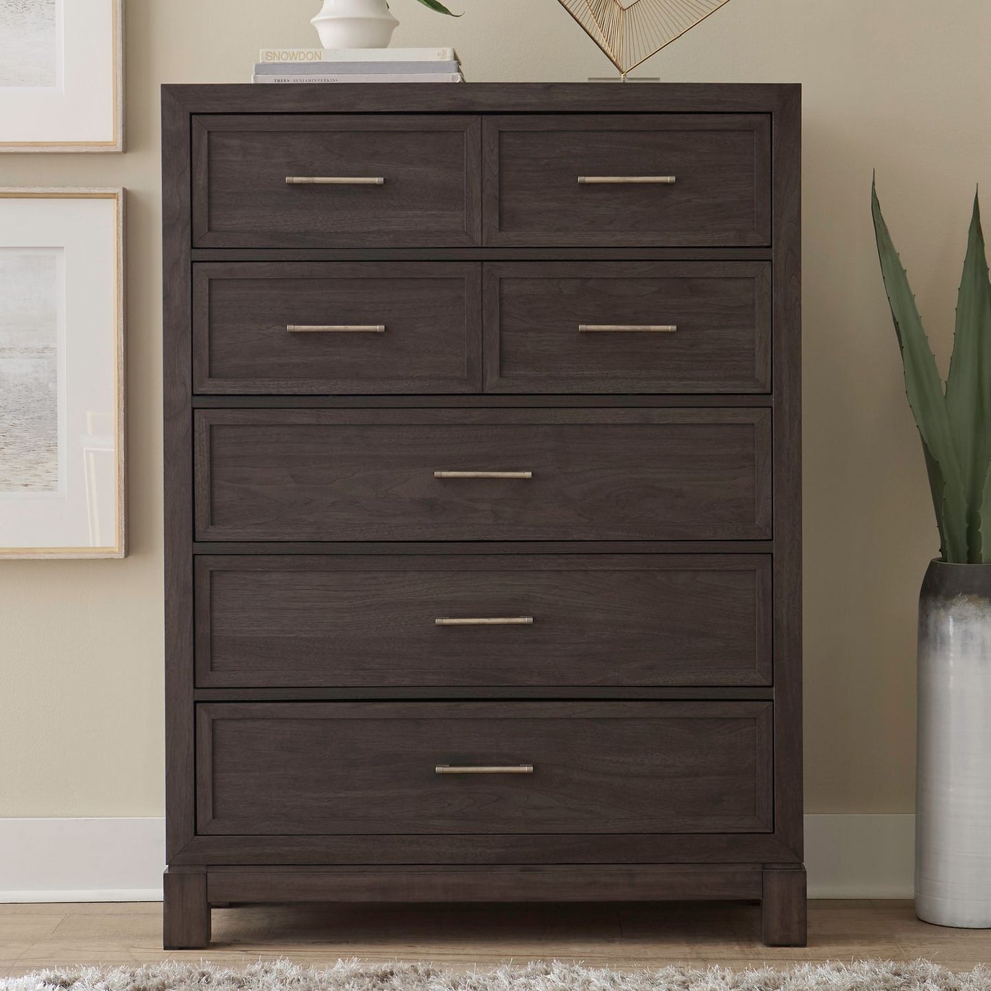 Modern Edge - 5 Drawer Chest - Brown - Hornell Furniture Outlet
