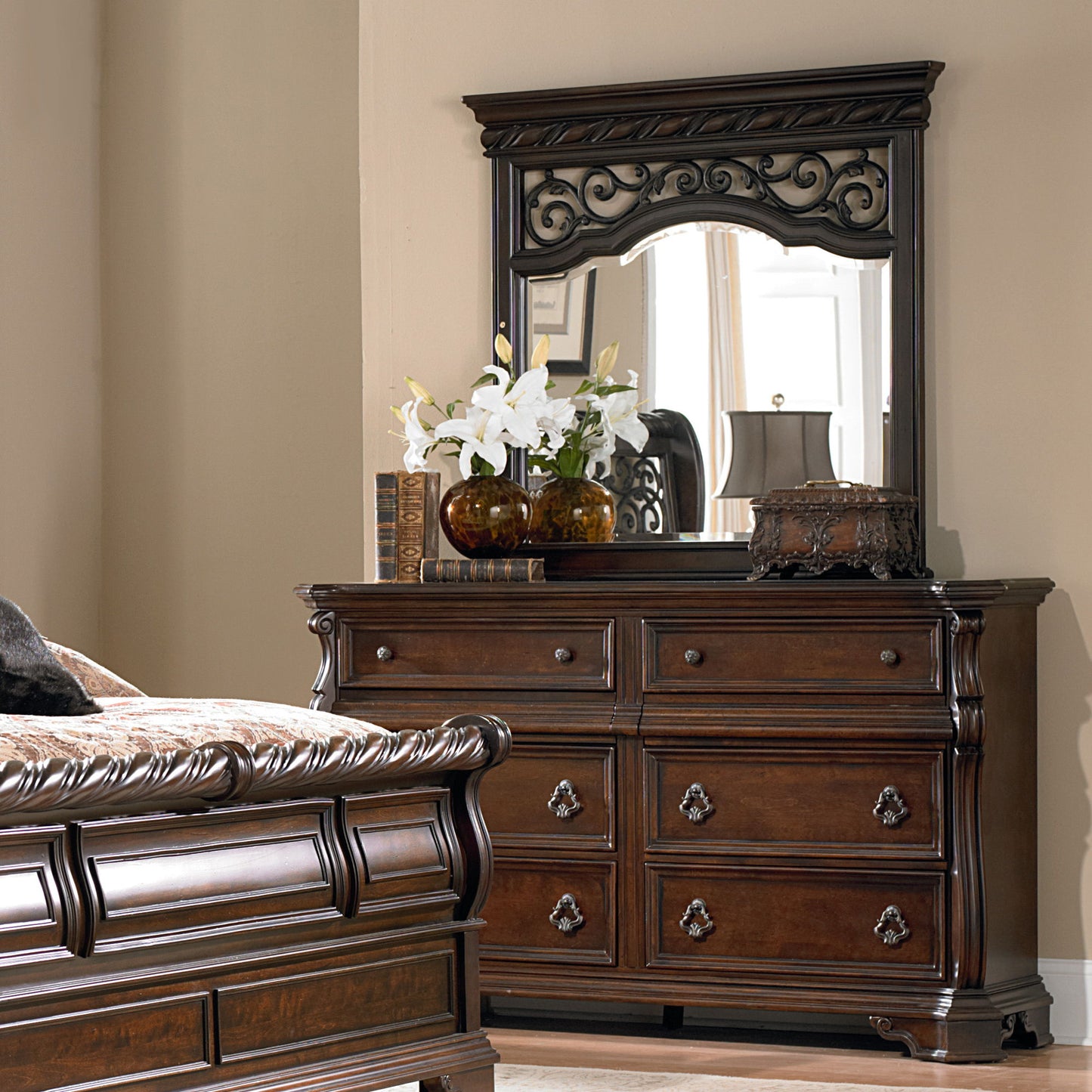 Arbor Place - Dresser & Mirror - Dark Brown - Hornell Furniture Outlet
