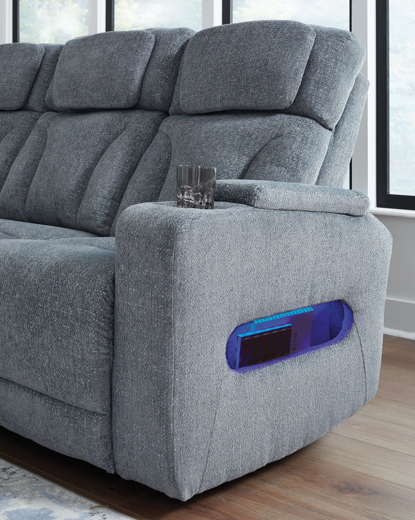 Studio Cave - Steel - Power Reclining Sofa - Hornell Furniture Outlet